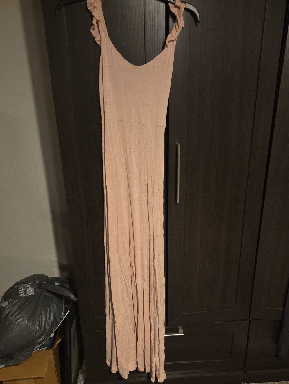 Women’s Sleeveless Ruffle-Strap Dress in Blush Pink
